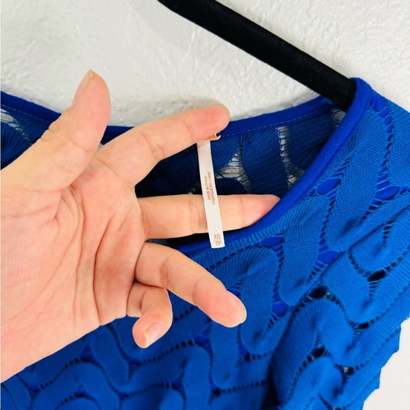 Free People Wild Thing Open Lace Zig Zag  Chevron Long Sleeve Dress -XS - Picture 3 of 7